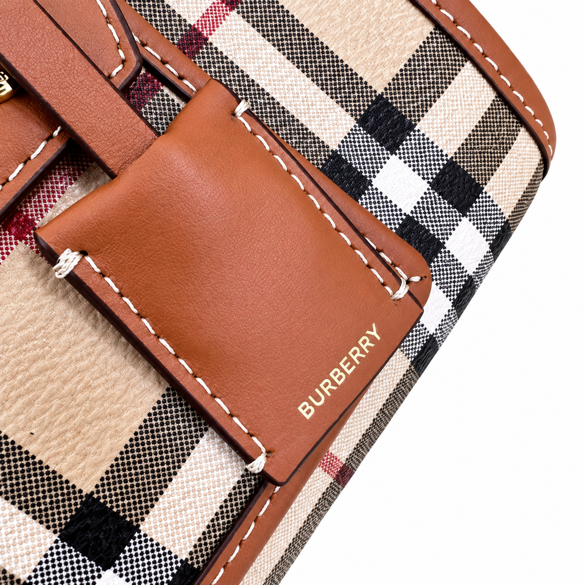 Burberry Beige Check Top Handle Bag