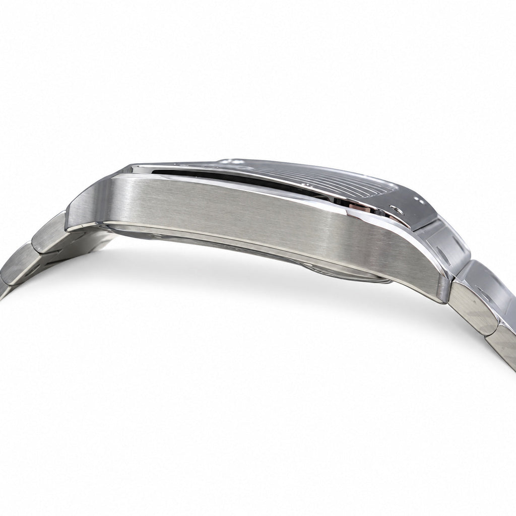 Cartier Santos de Cartier Large Stainless Steel Skeleton Silver Roman Numeral Steel Bracelet Automatic Watch