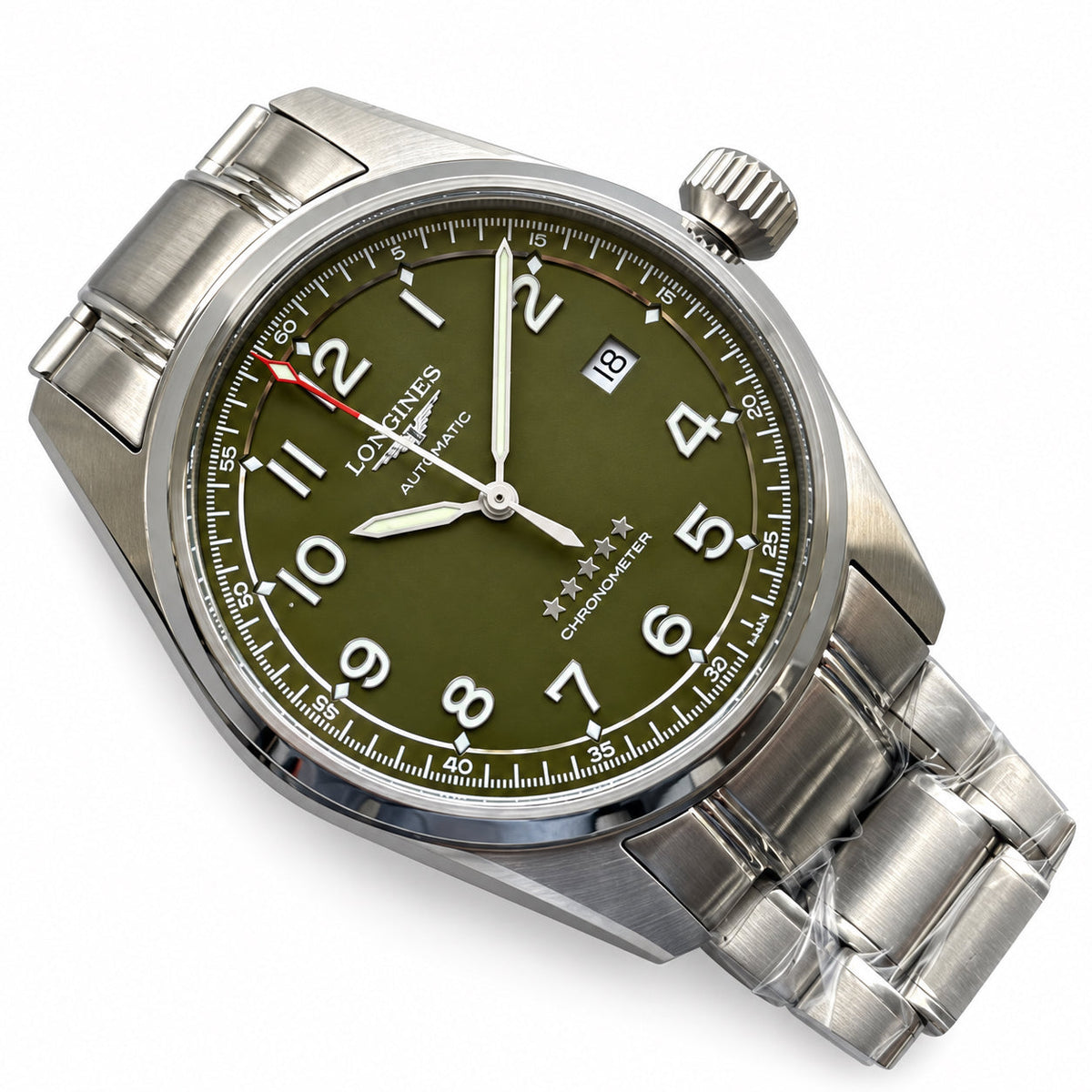 Longines Spirit Green Dial Steel Bracelet Automatic Chronometer Watch