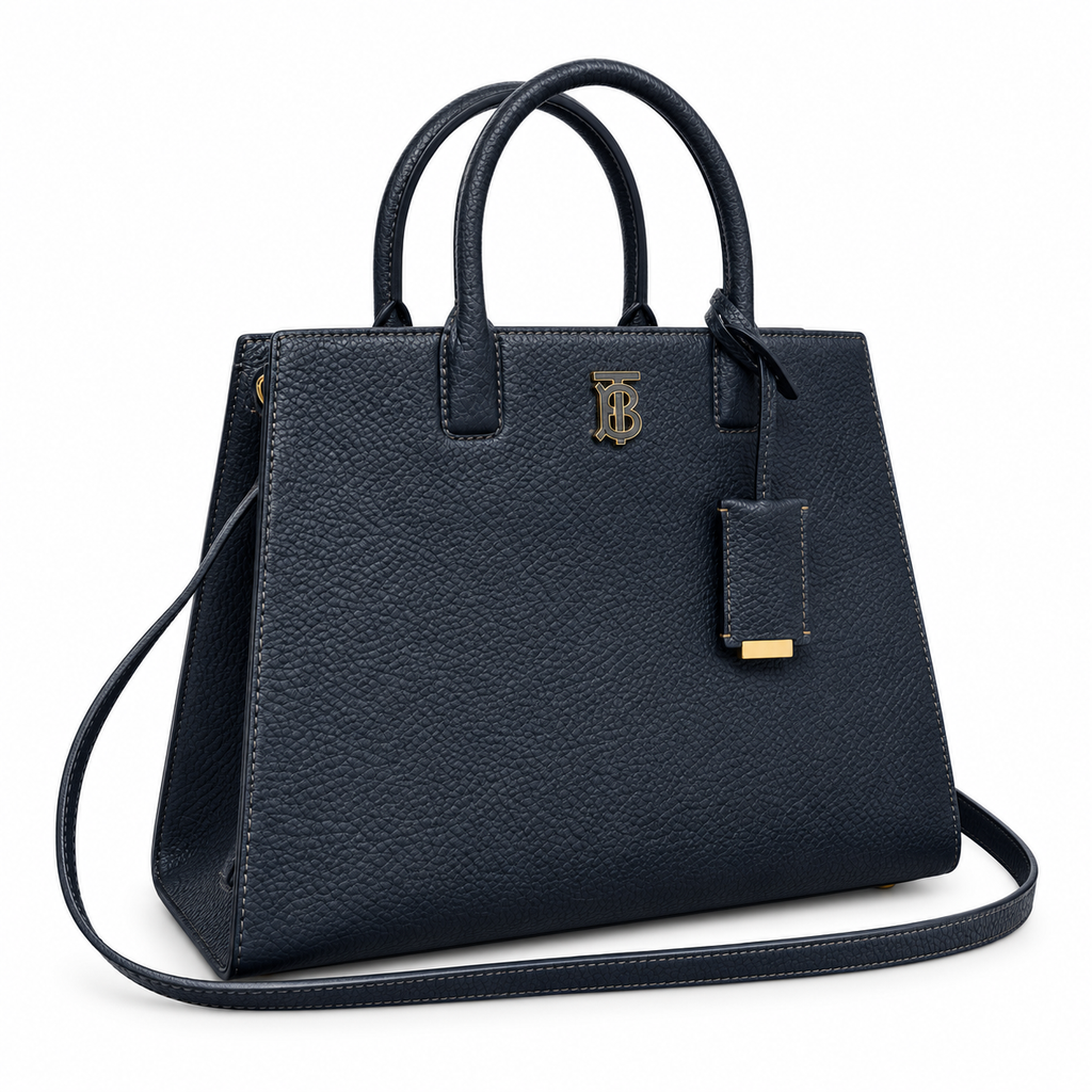 Burberry Navy Leather TB Tote Bag