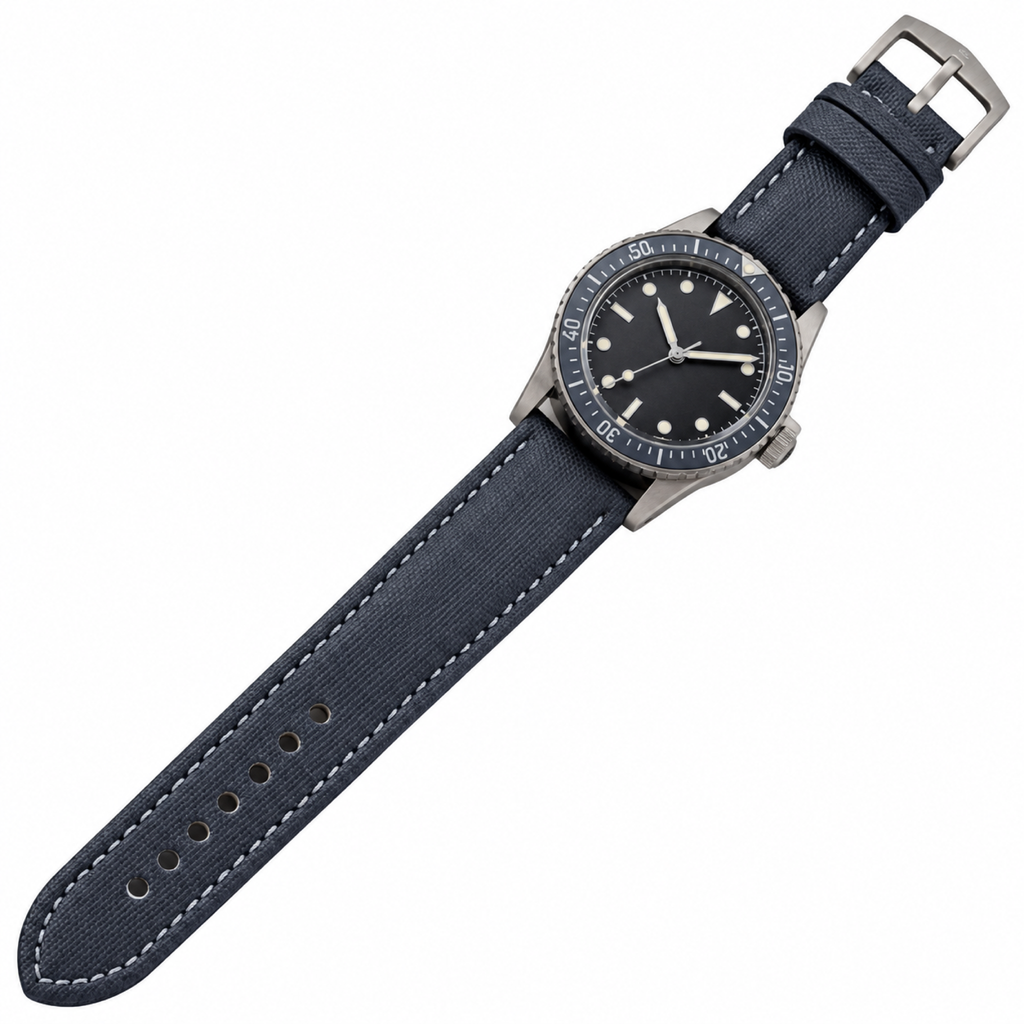Blancpain Fifty Fathoms Bathyscaphe All-Black Ceramic Bezel Grey Fabric Diver Watch