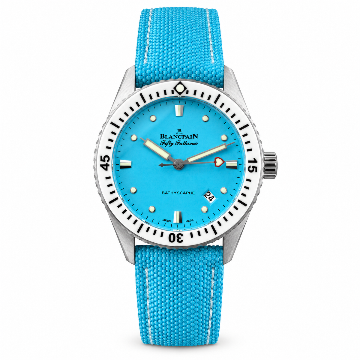Blancpain Fifty Fathoms Bathyscaphe Turquoise Dial Dive Watch