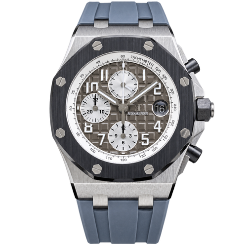 Audemars Piguet Royal Oak Offshore Chronograph Grey Dial Ceramic Bezel Blue Grey Rubber Strap