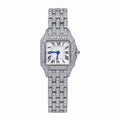 Cartier Panthère de Cartier Medium — Full Iced-Out Diamonds, White Dial, Roman Numerals & Diamond Bracelet, Women