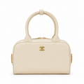 Chanel Ivory Calfskin Mini Bowling Bag | 31 Rue Cambon Emboss & Gold Chain — 21cm