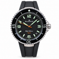 Blancpain Fifty Fathoms Tech black dial with orange seconds hand and black rubber strap