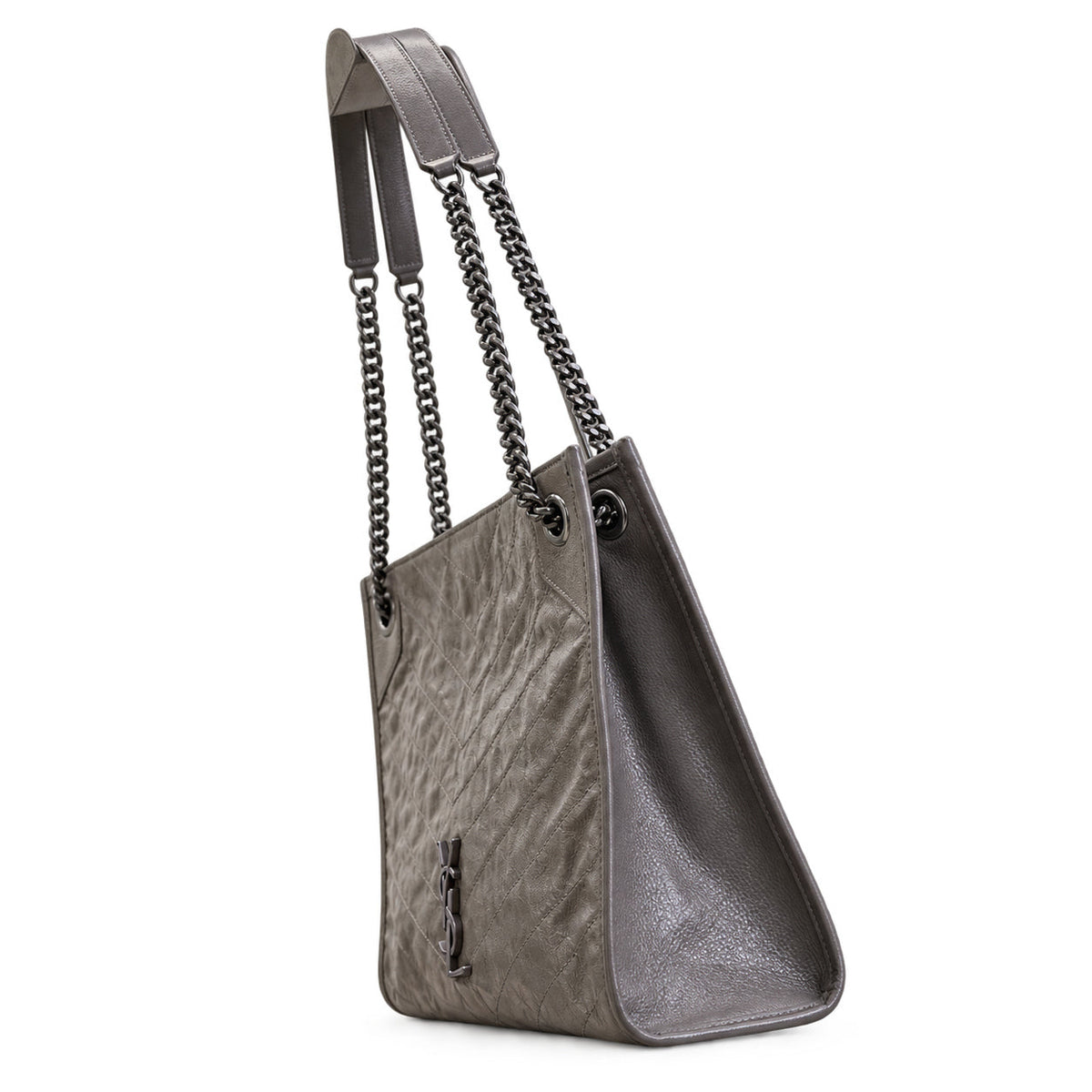 YSL Niki Shopping Bag – Grey Quilted Leather