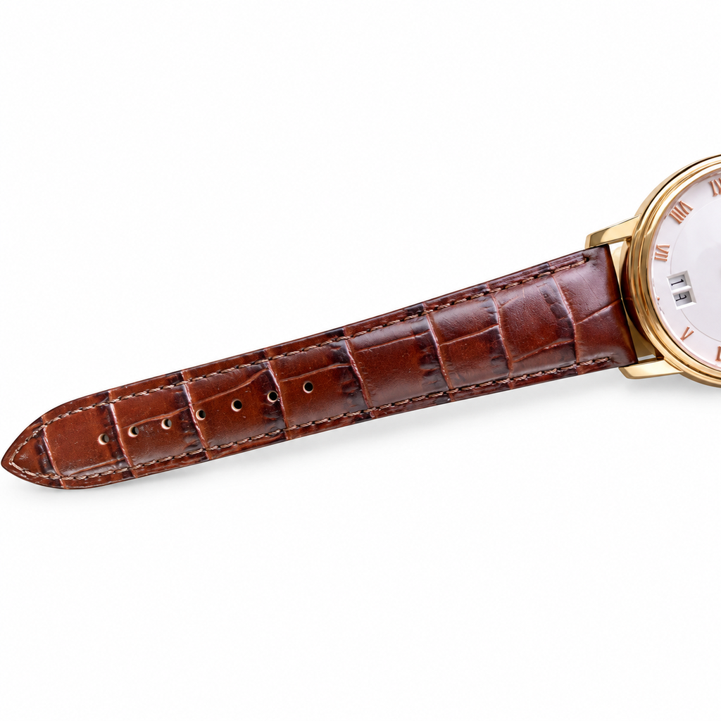 Blancpain Villeret Large Date Yellow Gold Brown Alligator Dress Watch