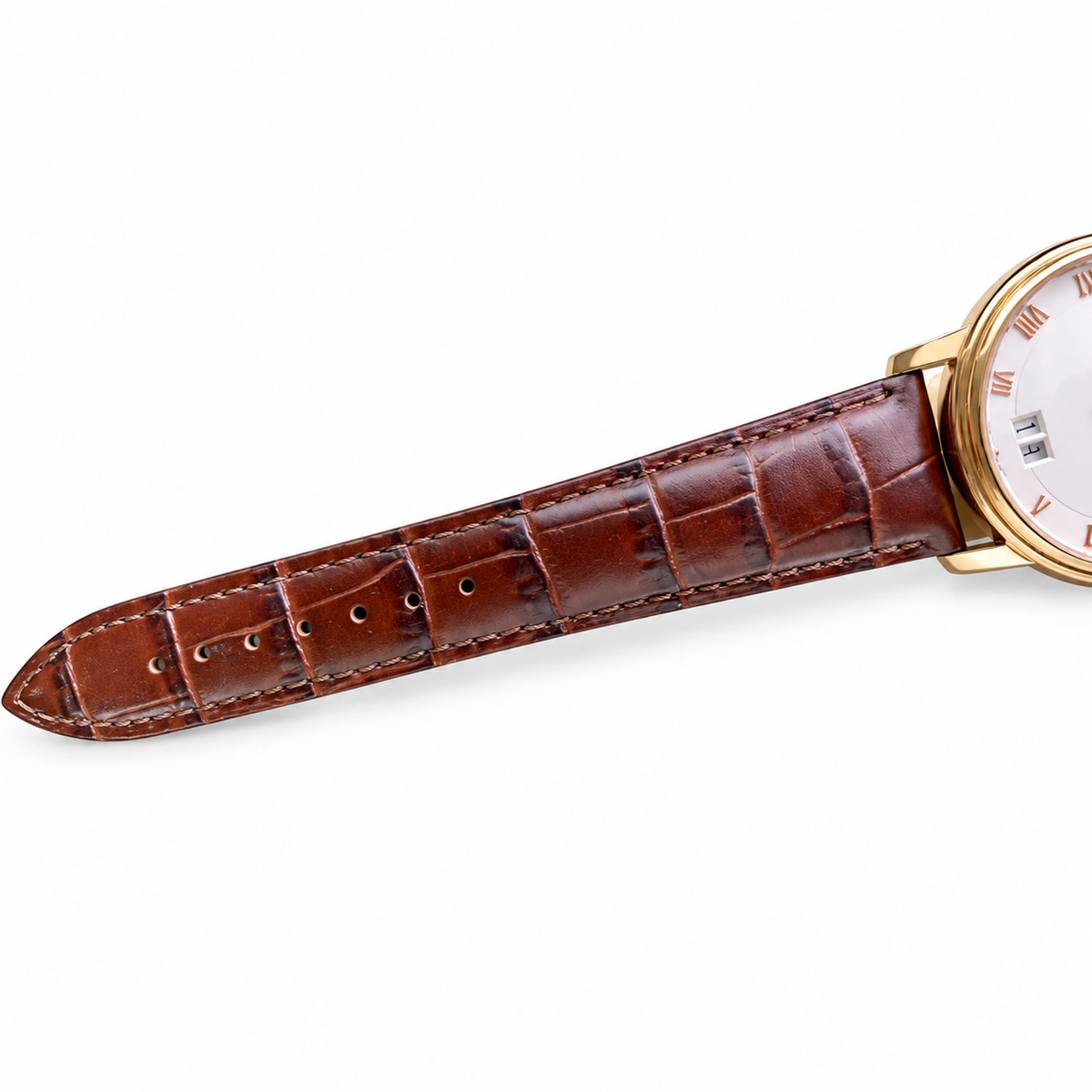 Blancpain Villeret Large Date Yellow Gold Brown Alligator Dress Watch