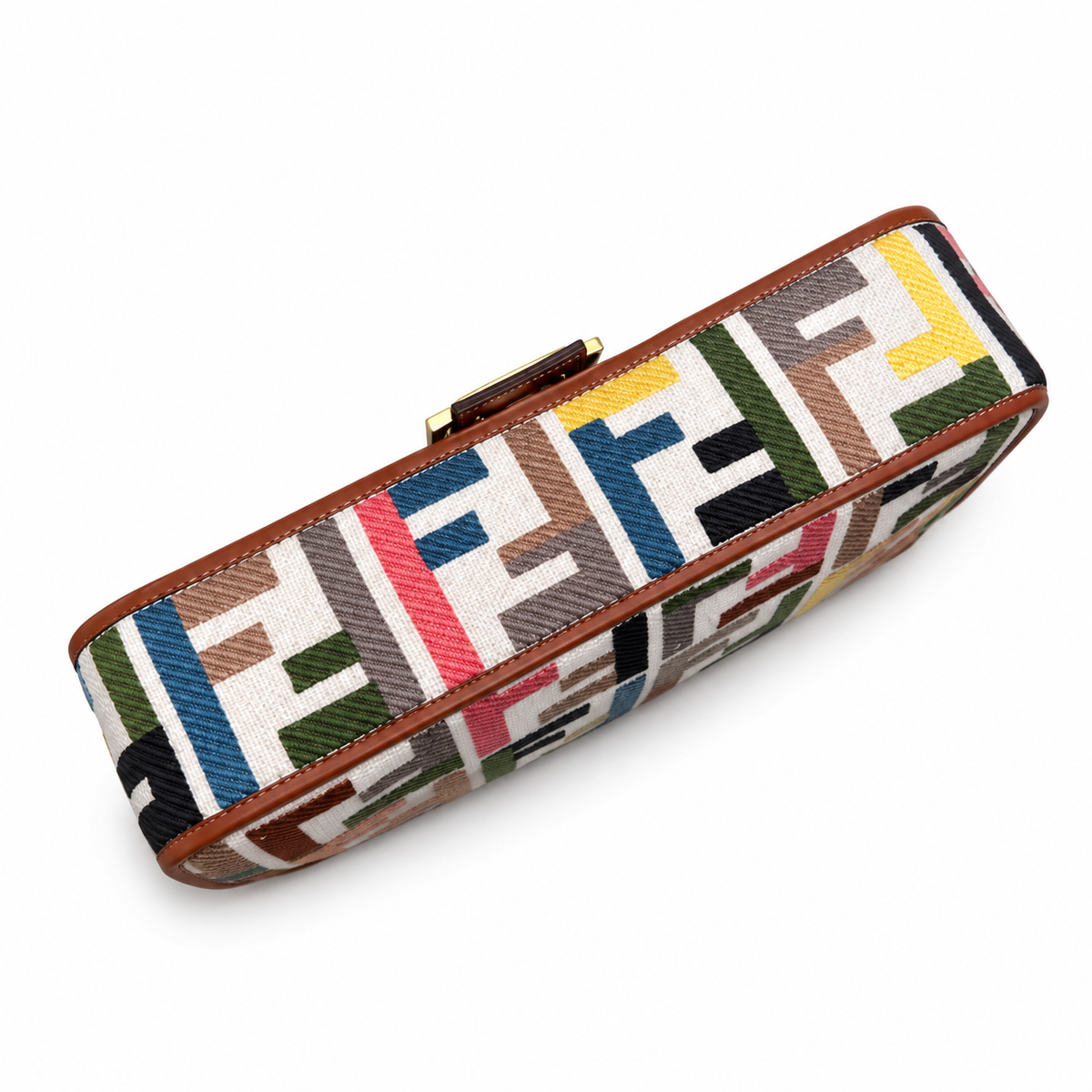 Fendi FF Shoulder Bag – Jacquard Canvas & Leather Trim, Flap Closure, 26cm