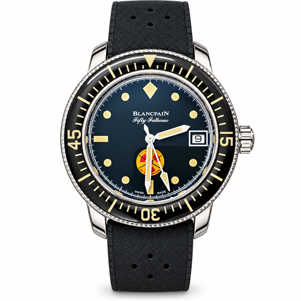 Blancpain Fifty Fathoms Tribute Ocean Commitment Badge Black Rubber Diver Watch