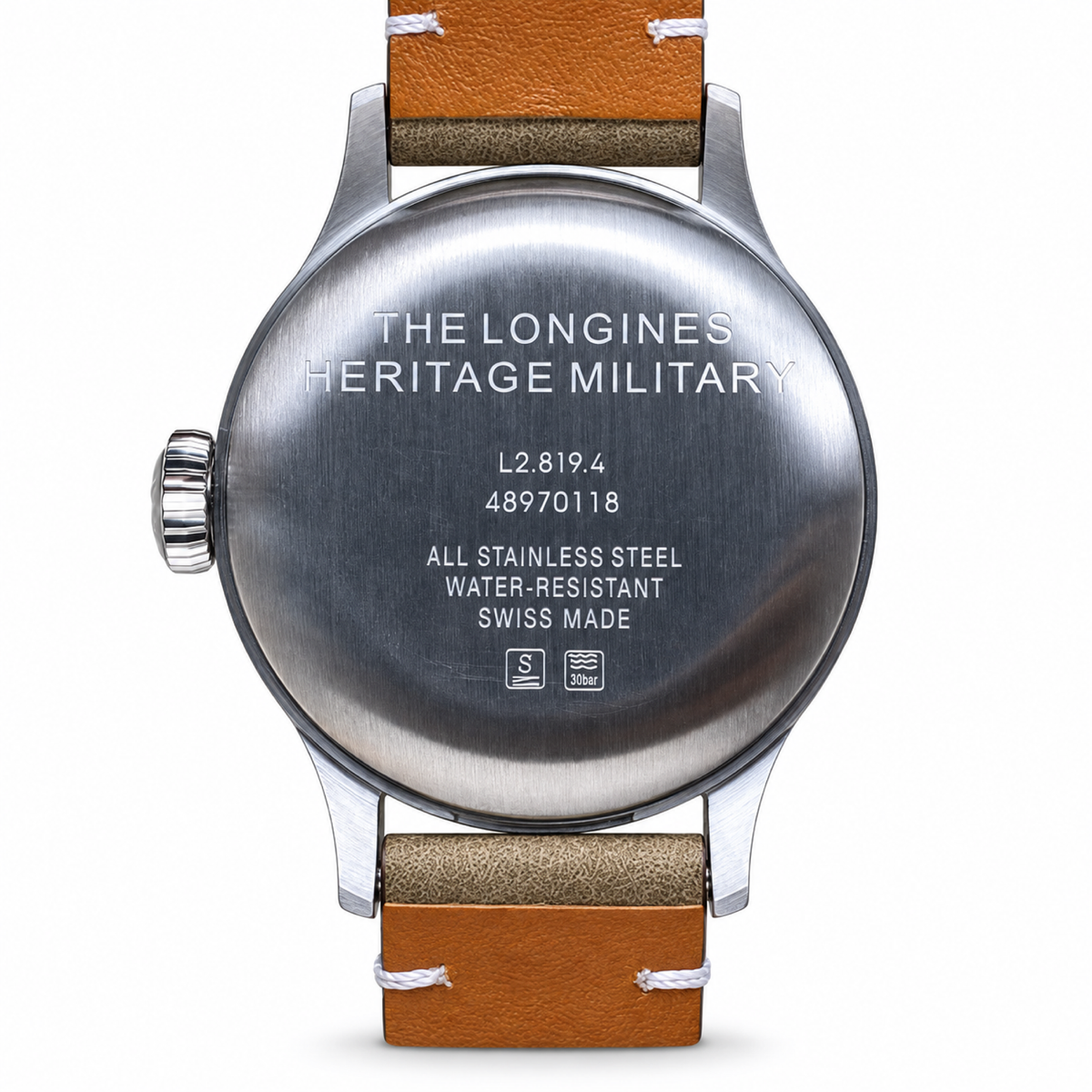 Longines Heritage Military Watch – Swiss Automatic, Ivory Speckled Dial & Sand Leather Strap