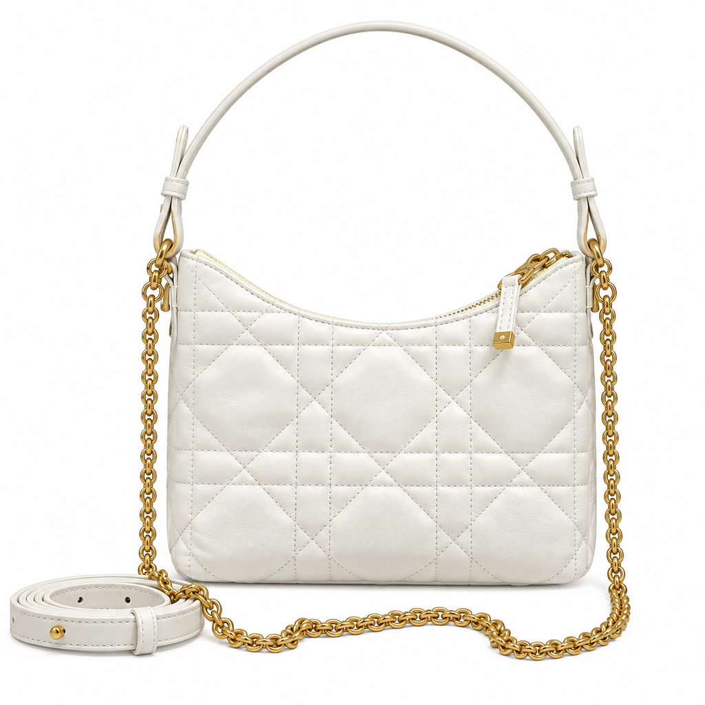 Dior Quilted Cannage Convertible Shoulder Bag with Top Handle