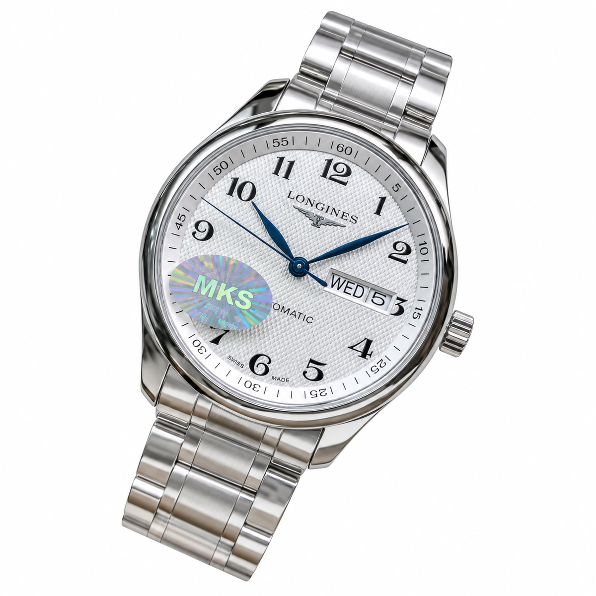 Longines Master Collection White Dial Day-Date Steel Bracelet Watch