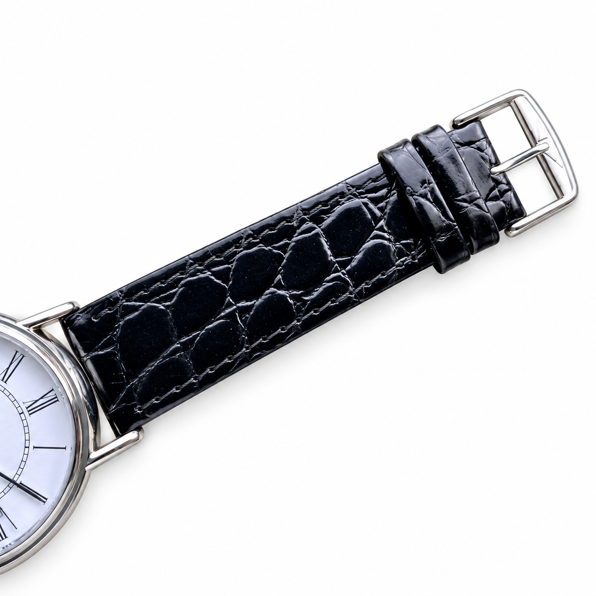Longines Présence White Dial Roman Numerals Black Leather Dress Watch