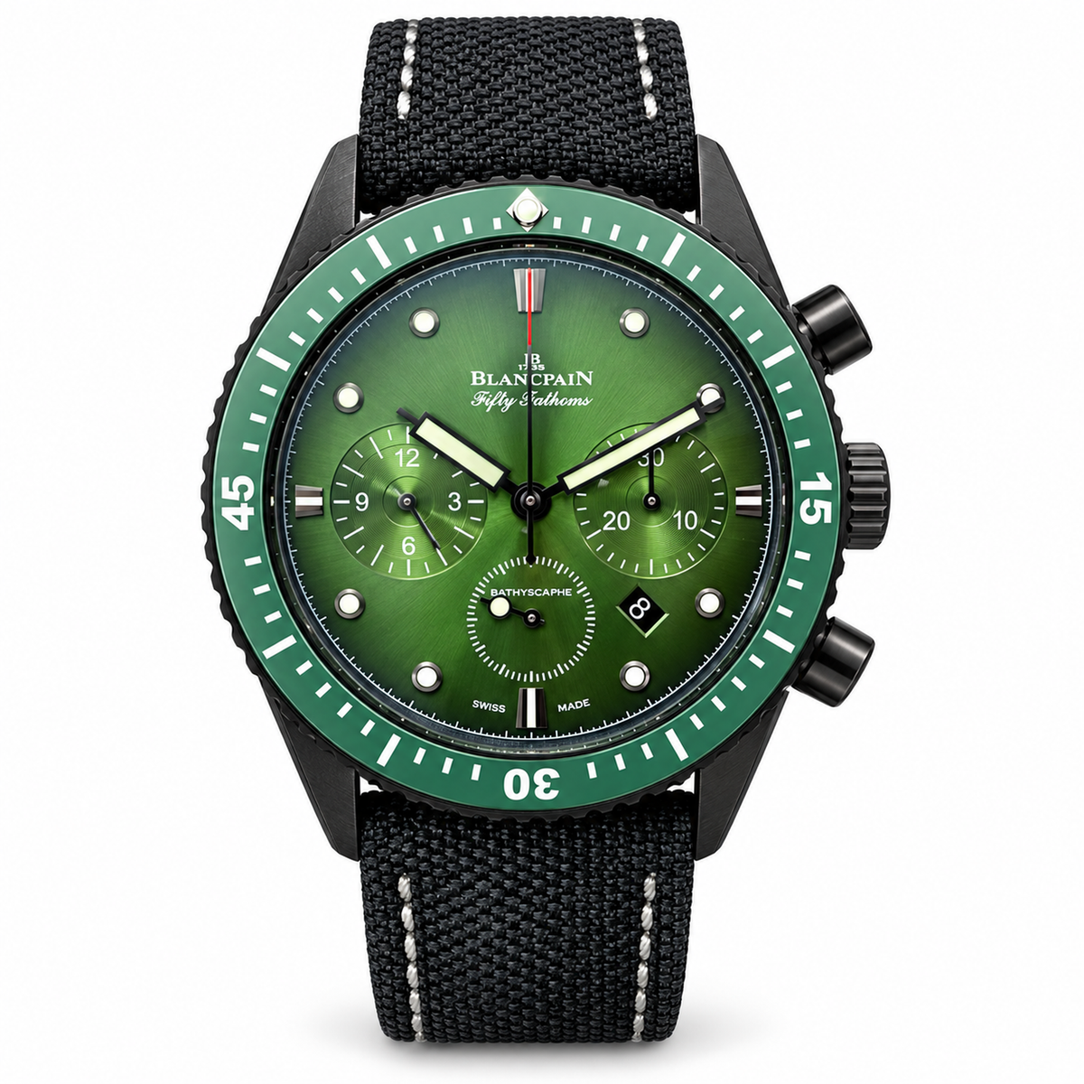 Blancpain Fifty Fathoms Bathyscaphe Chronograph – Green Dial Black Ceramic Swiss Automatic