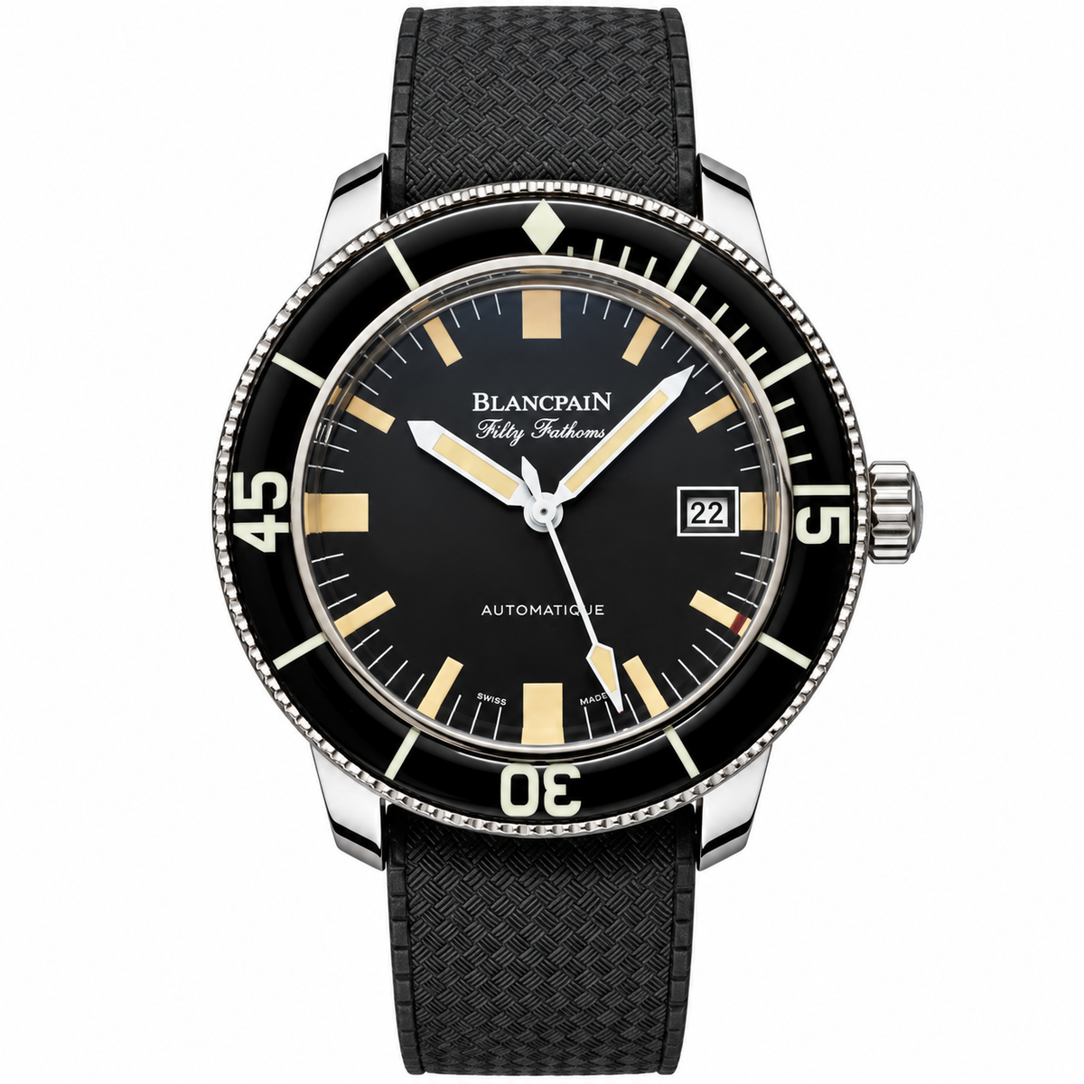 Blancpain Fifty Fathoms Barakuda Black Dial Vintage Rubber Diver Watch