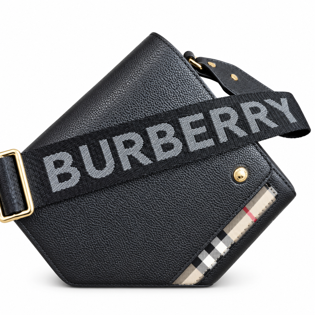 Burberry Check Trim Leather Crossbody Bag