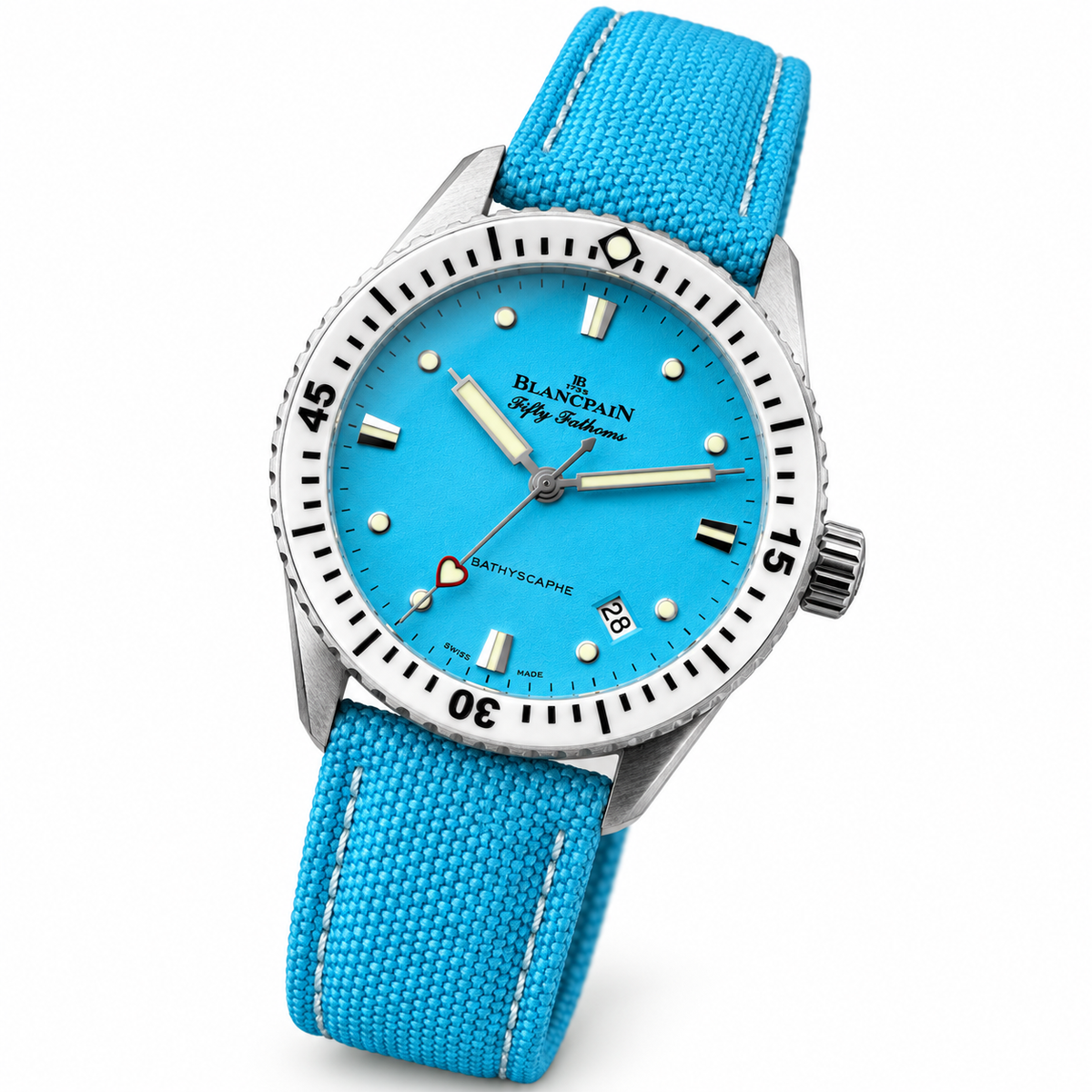 Blancpain Fifty Fathoms Bathyscaphe Turquoise Dial Dive Watch