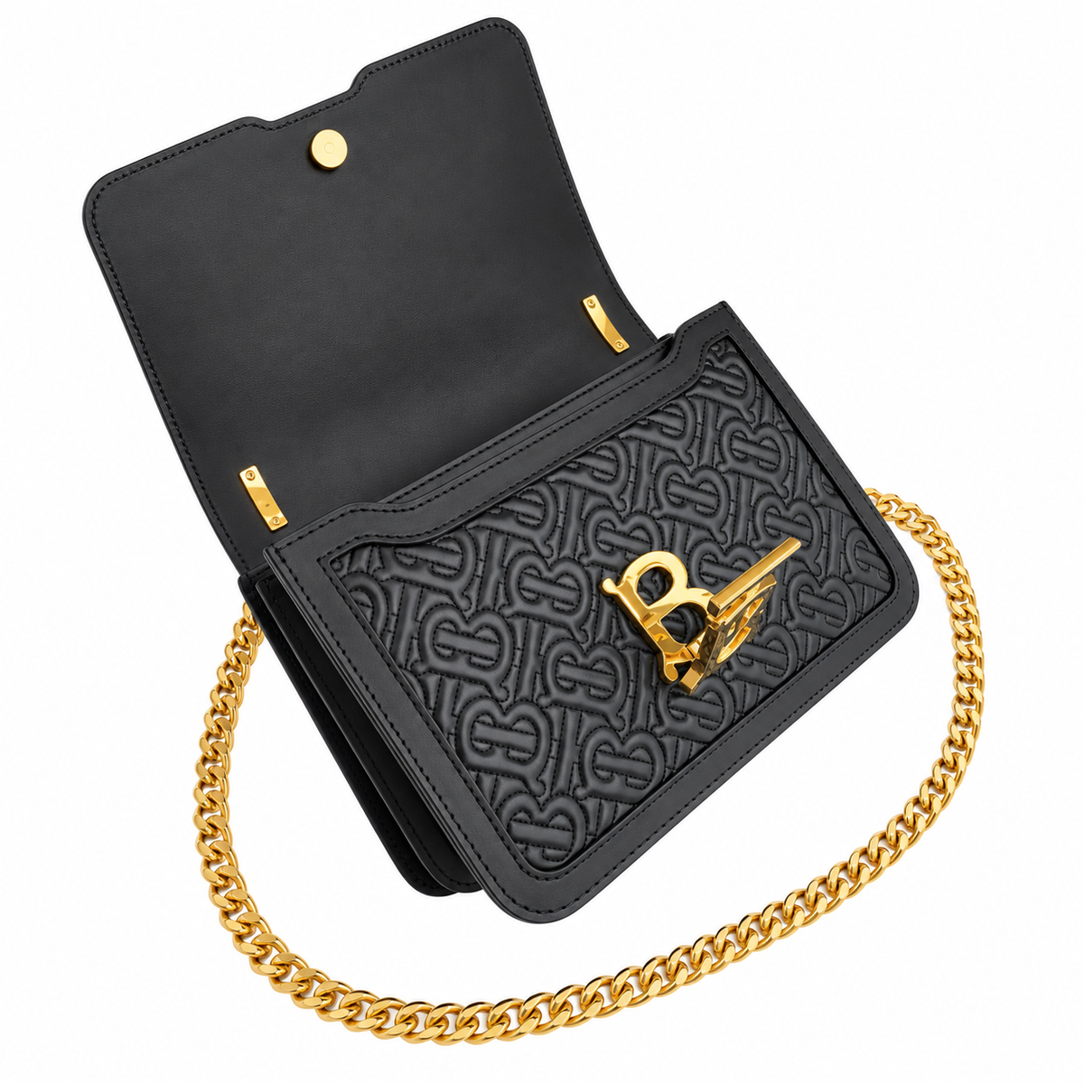 Burberry Black Monogram Chain Shoulder Bag