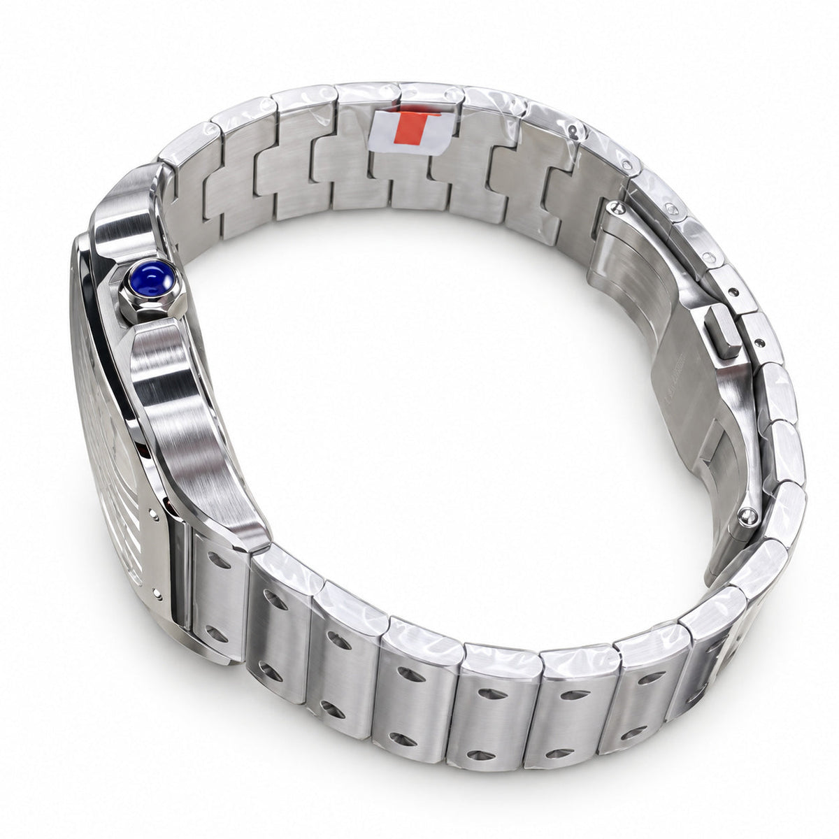 Cartier Santos de Cartier Large Stainless Steel Skeleton Silver Roman Numeral Steel Bracelet Automatic Watch