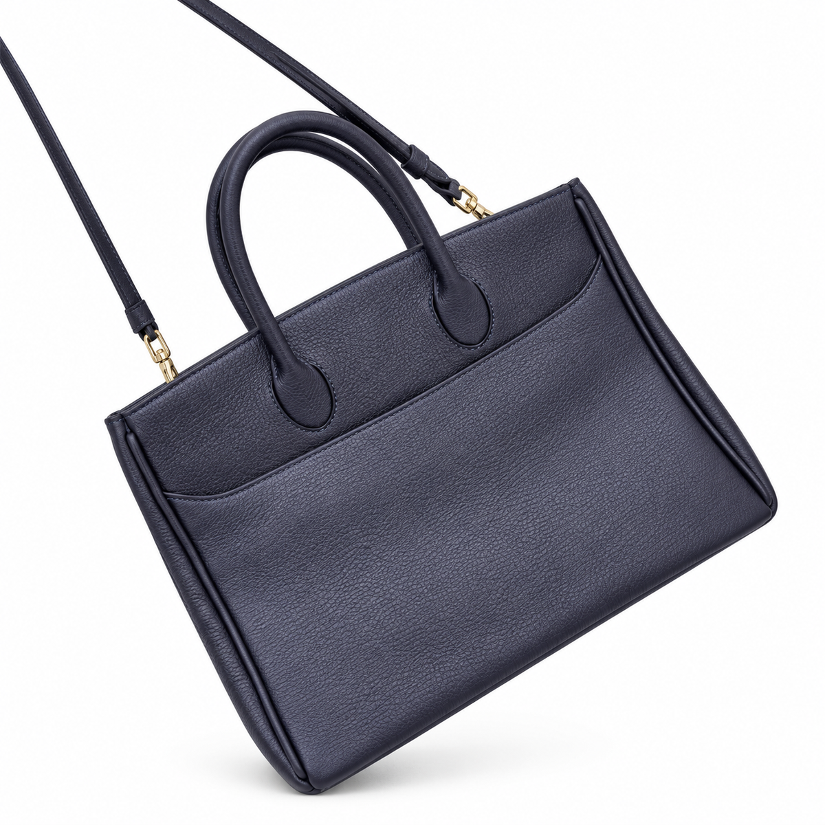 Burberry Navy Textured Tote with Top Handles