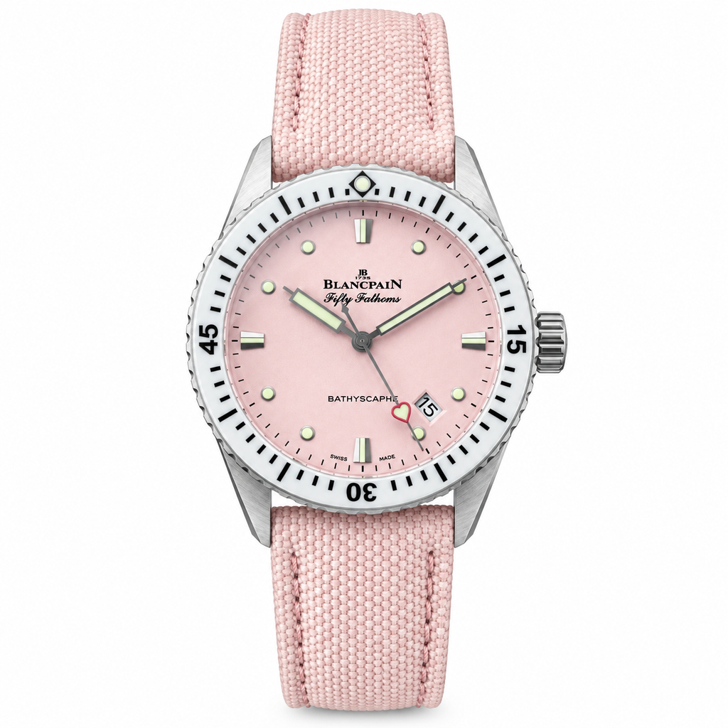 Blancpain Fifty Fathoms Bathyscaphe Pink Dial Dive Watch