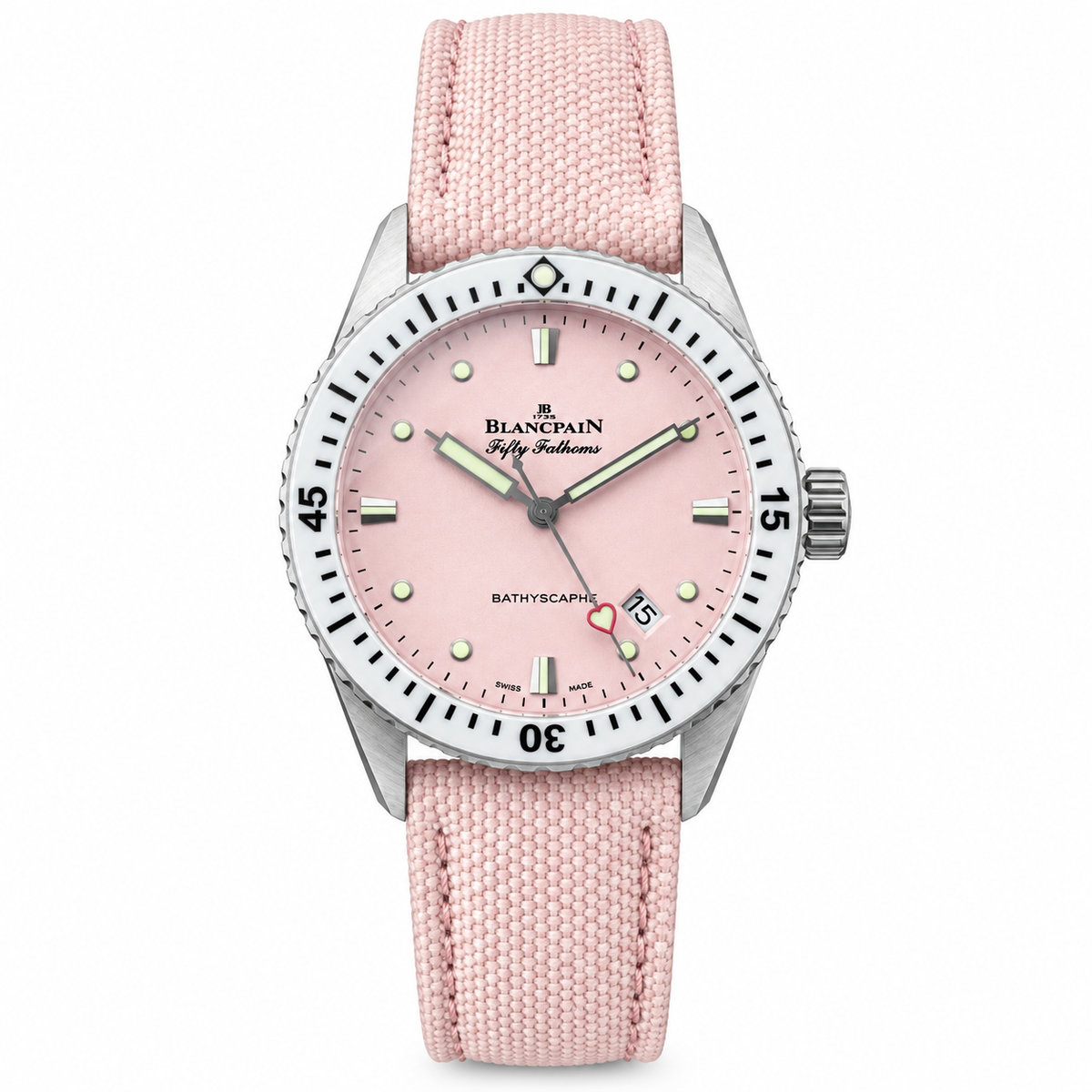 Blancpain Fifty Fathoms Bathyscaphe Pink Dial Dive Watch